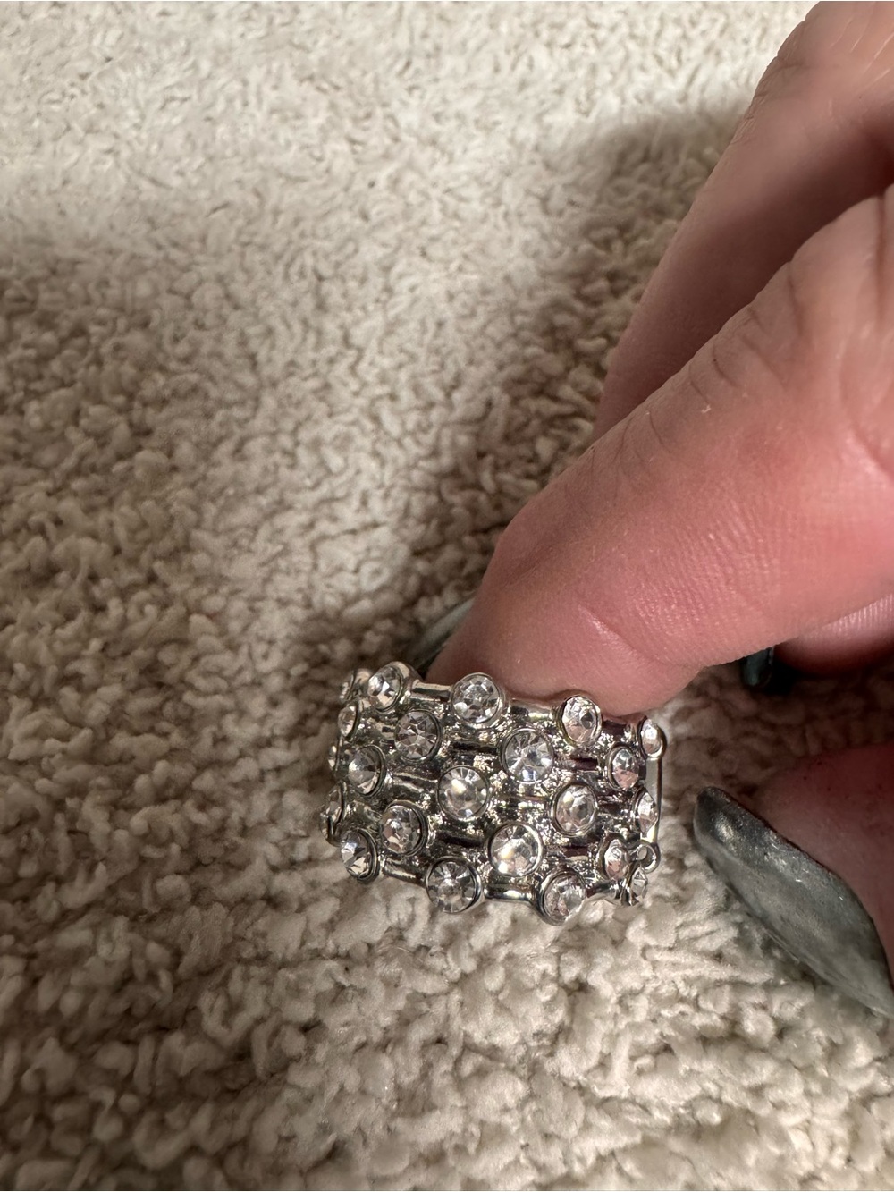 Paparazzi Clear Crystal Cluster Wide Band Ring - Silver Shine